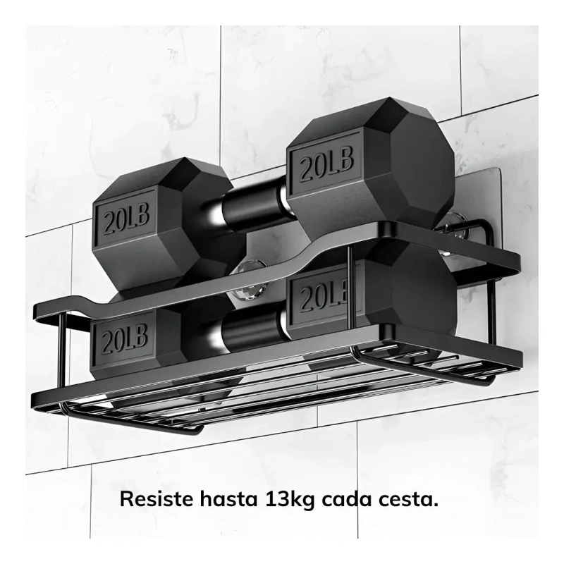 SET DE 2 ORGANIZADORES DE DUCHA EN ACERO INOXIDABLE NEGRO - 5