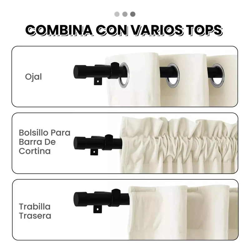 BARRA DE CORTINA EXPANDIBLE DE METAL AJUSTABLE 120CM A 210CM - 2
