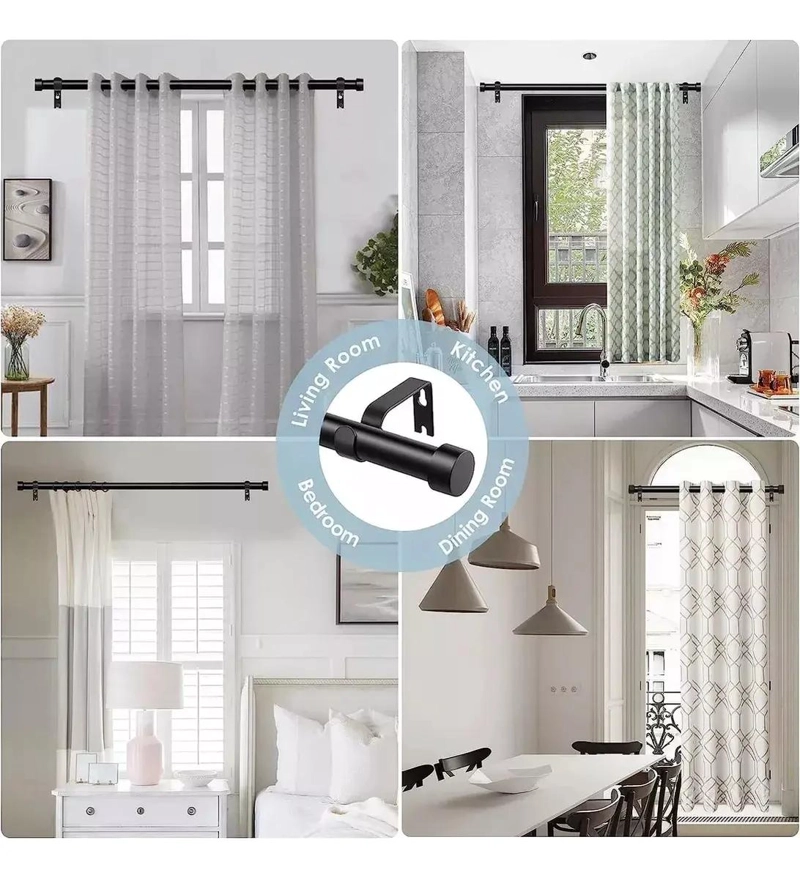 BARRA DE CORTINA EXPANDIBLE DE METAL AJUSTABLE 120CM A 210CM - 5