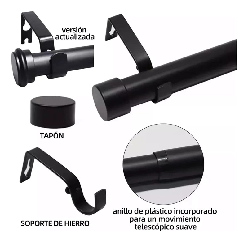 BARRA DE CORTINA EXPANDIBLE DE METAL AJUSTABLE 120CM A 210CM - 9