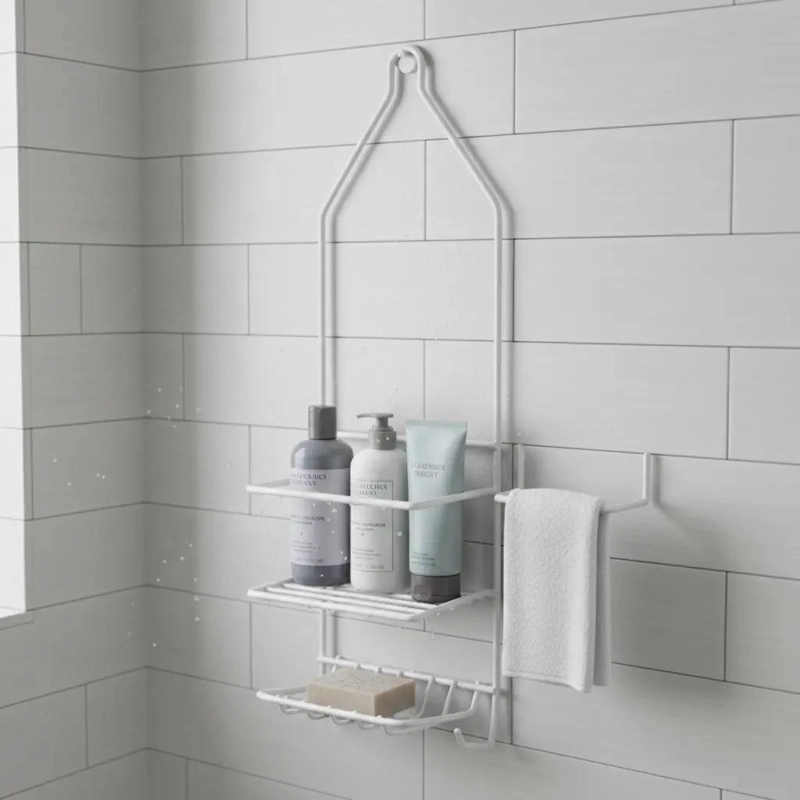 ORGANIZADOR DE DUCHA METAL BLANCO PARA BAÑO CON ESTANTES - 6