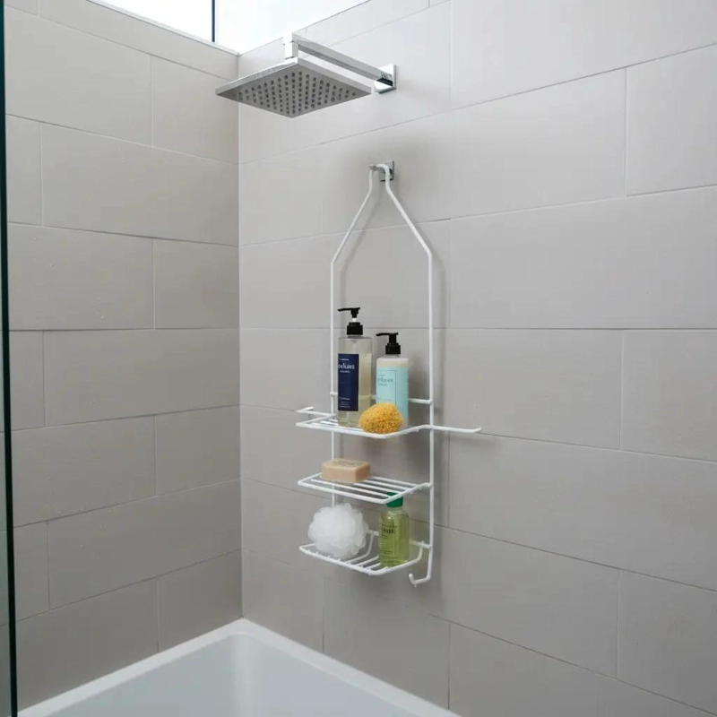 ORGANIZADOR DE DUCHA METAL BLANCO PARA BAÑO CON ESTANTES - 8