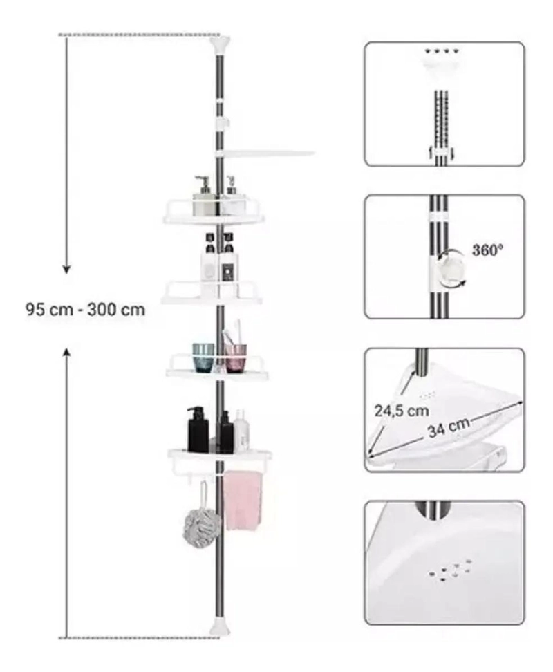 ORGANIZADOR ESQUINERO RETRACTIL PARA DUCHA Y BAÑO - 2