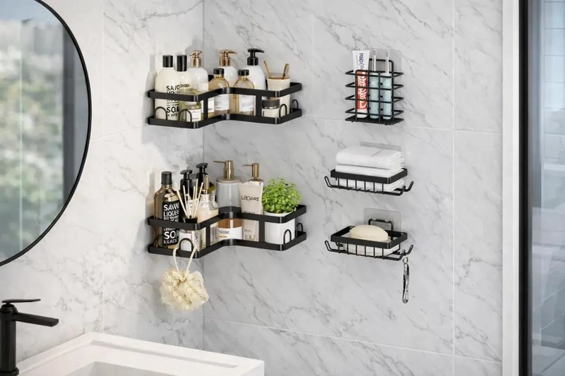 SET ORGANIZADOR DE BAÑO ESQUINERO 5 PIEZAS PARA DUCHA - 4