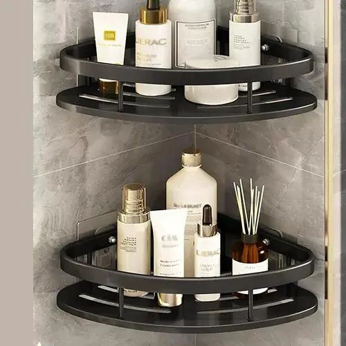 ESTANTE ESQUINERO ORGANIZADOR PARA DUCHA Y BAÑO EN COLOR NEGRO - 1