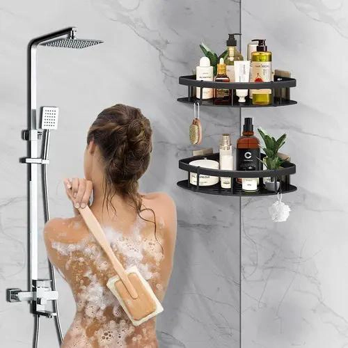 ESTANTE ESQUINERO ORGANIZADOR PARA DUCHA Y BAÑO EN COLOR NEGRO - 8