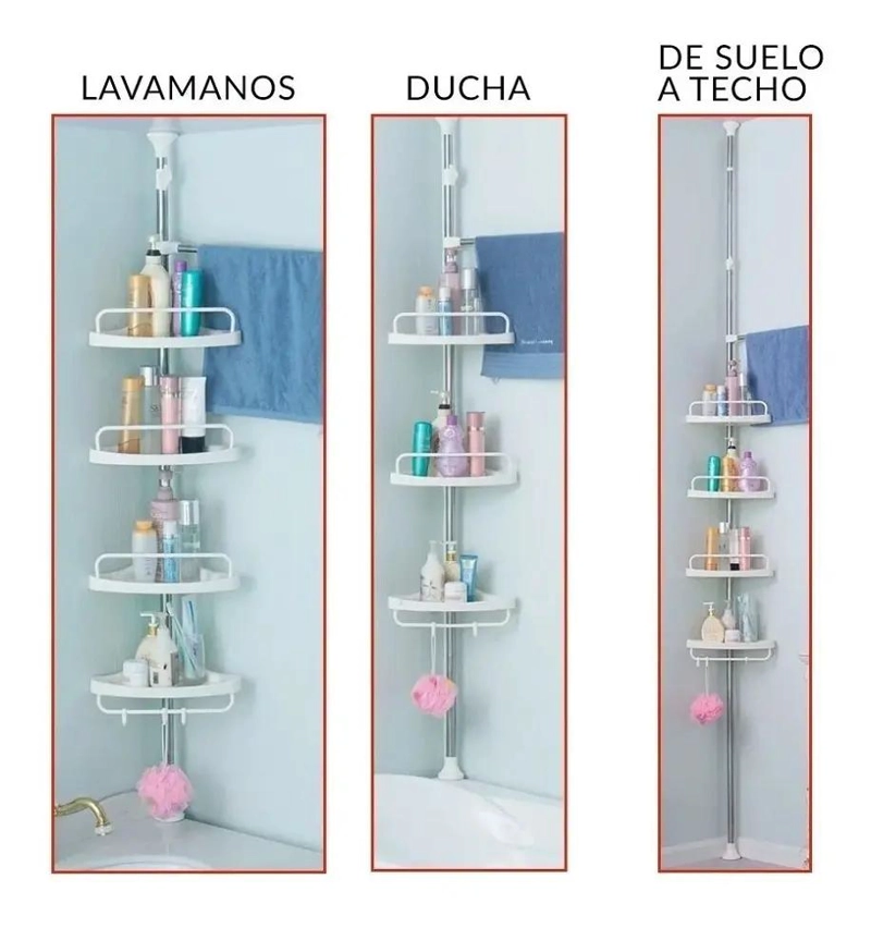 ORGANIZADOR ESQUINERO DE DUCHA CON 4 REPISAS AJUSTABLES - 3