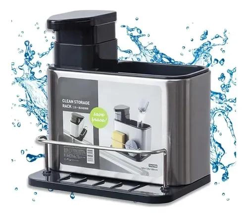 ORGANIZADOR DE COCINA DISPENSADOR DE JABON PARA LOZAS DE ACERO INOXIDABLE - 2