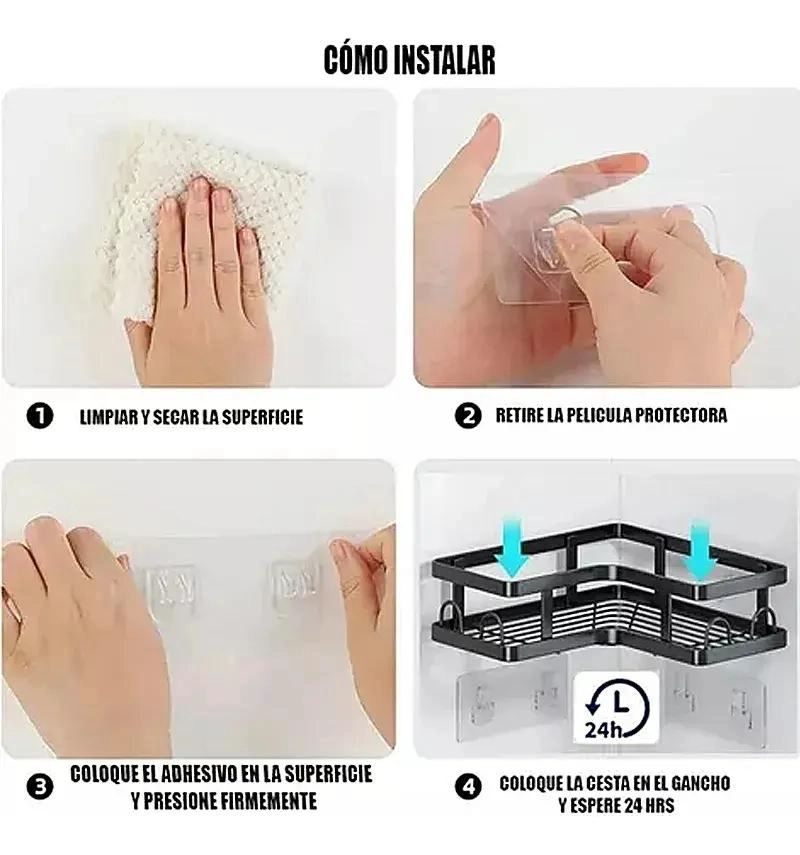 ORGANIZADOR DE DUCHA ESQUINERO 5 PIEZAS NEGRO - 3