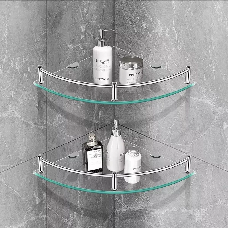 ESTANTES ESQUINEROS DE VIDRIO TEMPLADO PARA BAÑO - 8