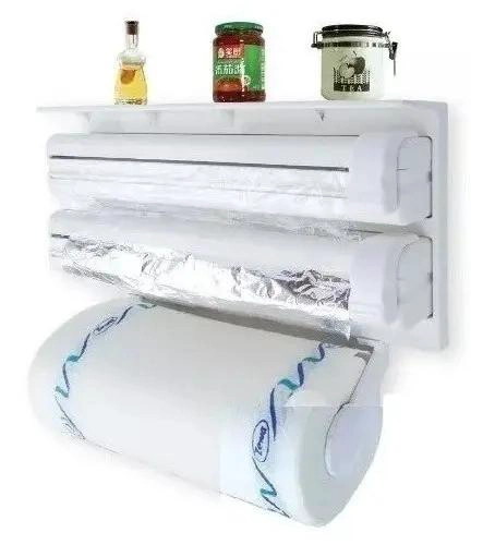 DISPENSADOR TRIPLE PARA PAPEL FILM, ALUMINIO Y TOALLAS DE COCINA - 2
