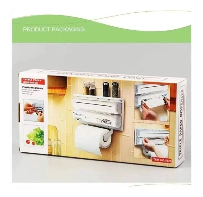 DISPENSADOR TRIPLE PARA PAPEL FILM, ALUMINIO Y TOALLAS DE COCINA - 3