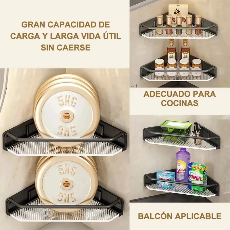 ESTANTE ESQUINERO DE ALMACENAMIENTO PARA BAÑO Y JABONERAS - 4
