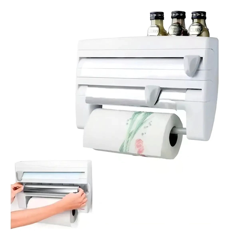 DISPENSADOR DE COCINA 4 EN 1 PARA PAPEL ALUMINIO Y FILM - 1