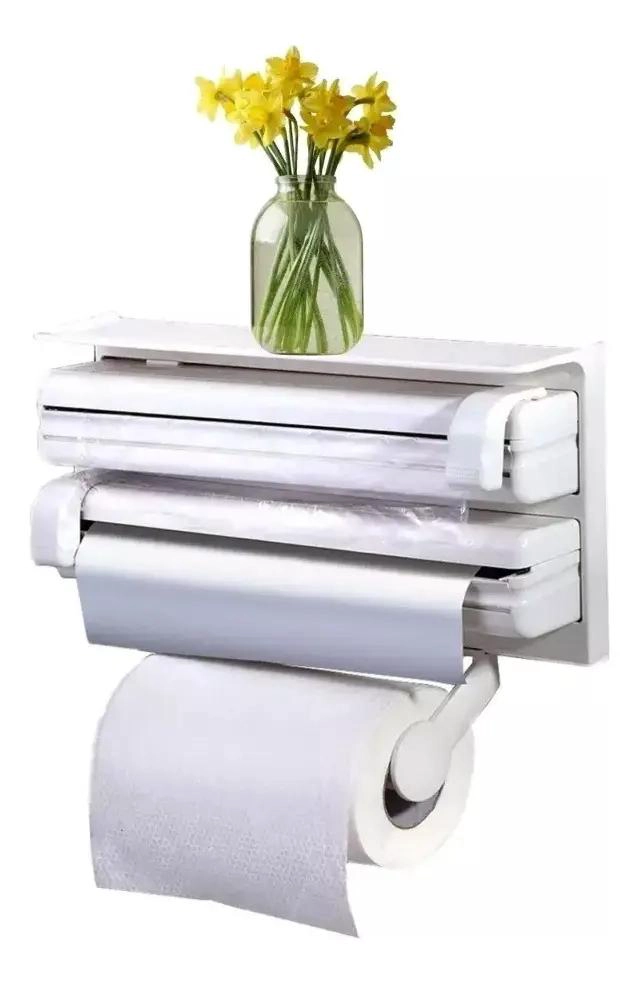 DISPENSADOR TRIPLE PARA ROLLO DE TOALLA Y FILM DE COCINA - 6