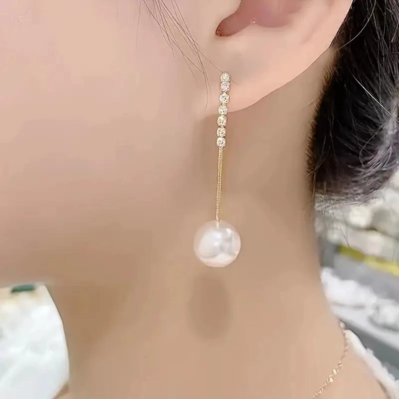 AROS COLGANTES DE PERLAS Y STRASS ELEGANTES PARA OCASIONES ESPECIALES - 2