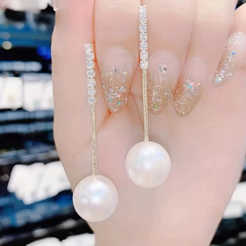 AROS COLGANTES DE PERLAS Y STRASS ELEGANTES PARA OCASIONES ESPECIALES - 3