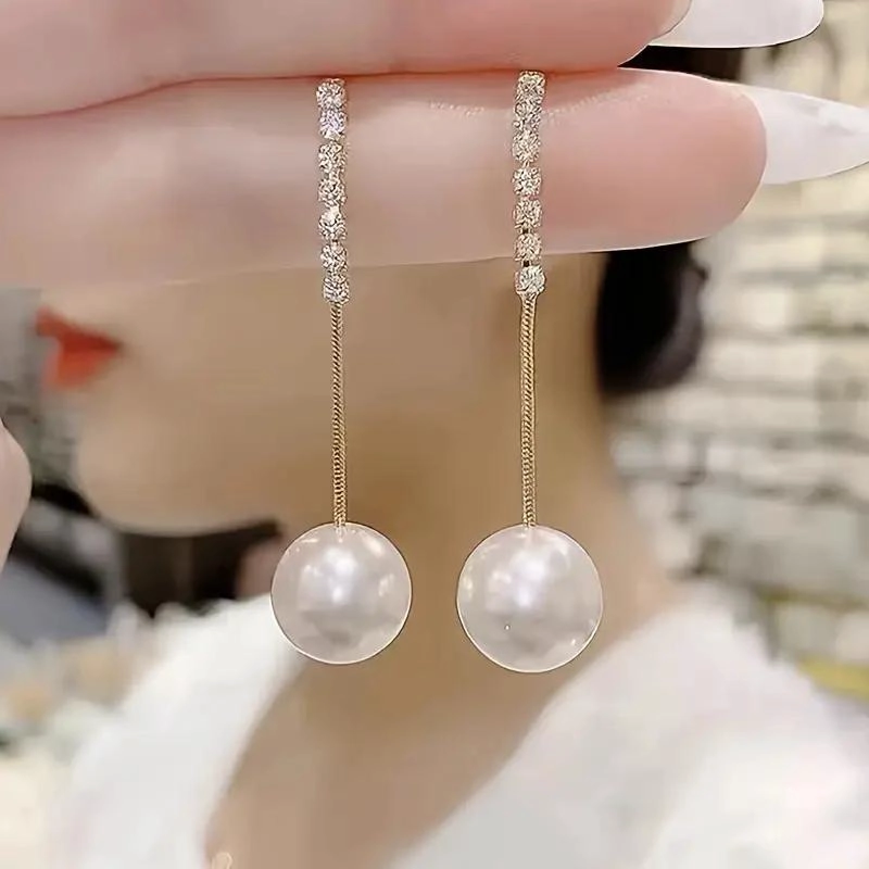AROS COLGANTES DE PERLAS Y STRASS ELEGANTES PARA OCASIONES ESPECIALES - 4