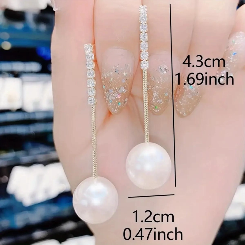 AROS COLGANTES DE PERLAS Y STRASS ELEGANTES PARA OCASIONES ESPECIALES - 6