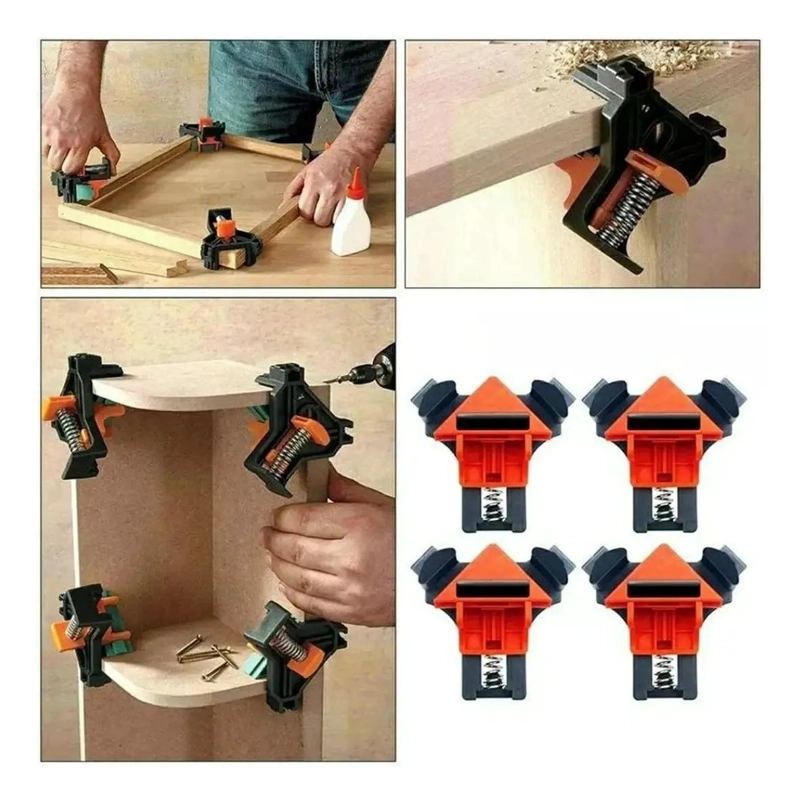 4 ABRAZADERAS PINZA ANGULO RECTO UNIR MADERA - 4