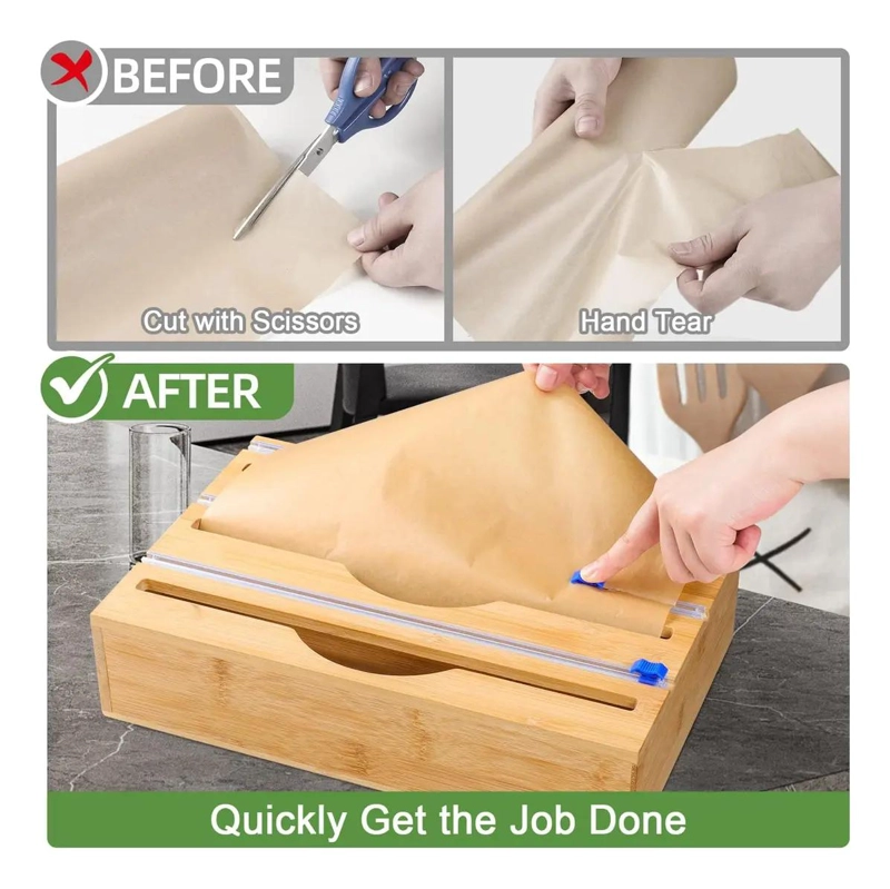 DISPENSADOR DE PAPEL DE ALUMINIO Y ENVOLTURA DE BAMBU NATURAL - 3