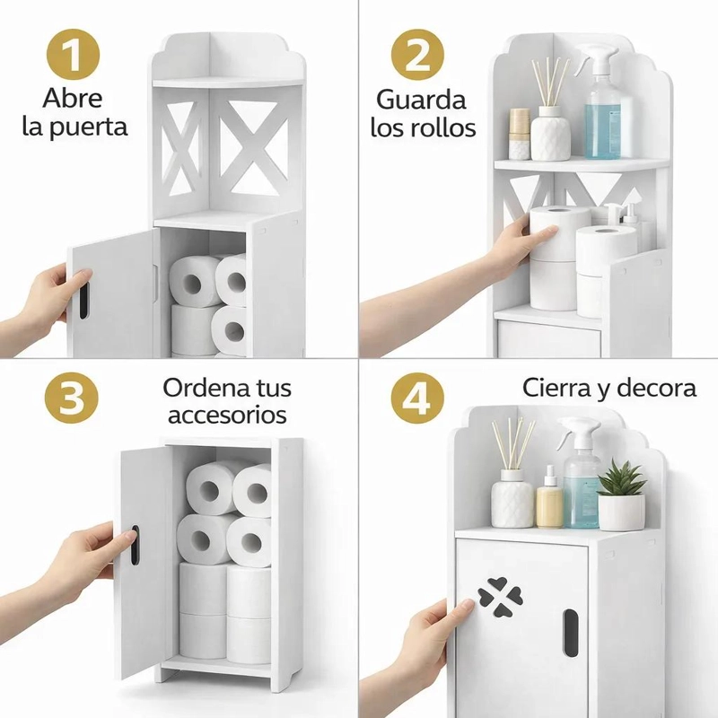 MUEBLE ORGANIZADOR DE BAÑO COMPACTO CON 2 NIVELES - 8