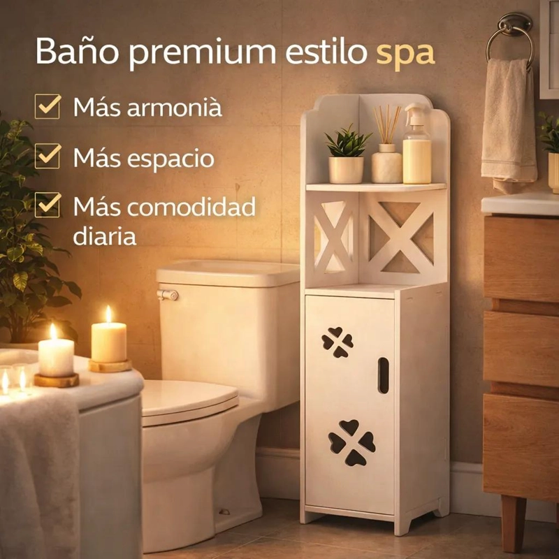MUEBLE ORGANIZADOR DE BAÑO COMPACTO CON 2 NIVELES - 9