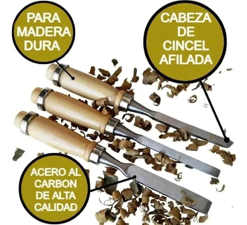JUEGO DE CINCELES DE MADERA GUBIA PARA CARPINTERIA 12 PIEZAS - 2