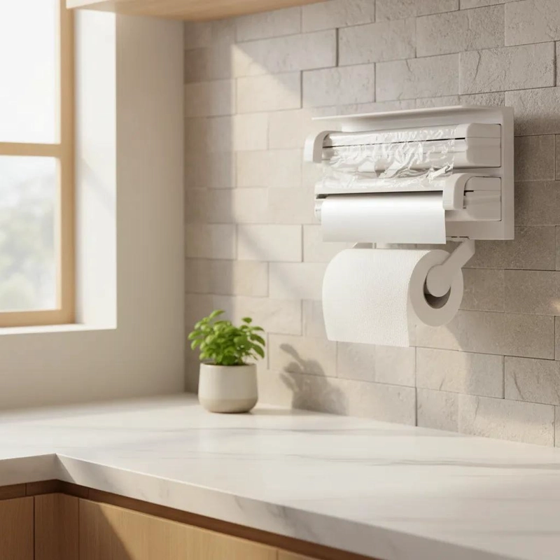 DISPENSADOR TRIPLE DE PAPEL TOALLA CON CORTA FACIL - 4