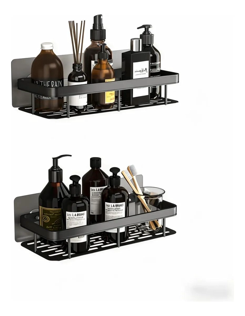 PACK DE 2 ESTANTES ADHESIVOS PARA BAÑO SIN PERFORAR - 1