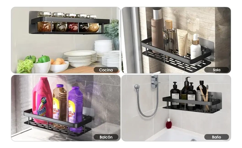 PACK DE 2 ESTANTES ADHESIVOS PARA BAÑO SIN PERFORAR - 4