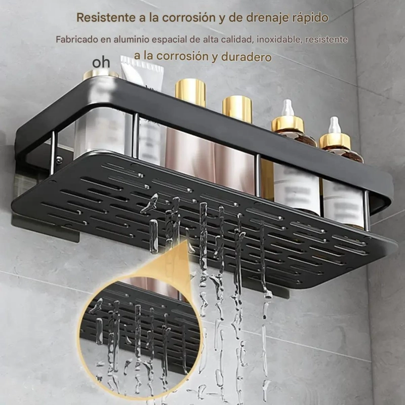 PACK DE 2 ESTANTES ADHESIVOS PARA BAÑO SIN PERFORAR - 6