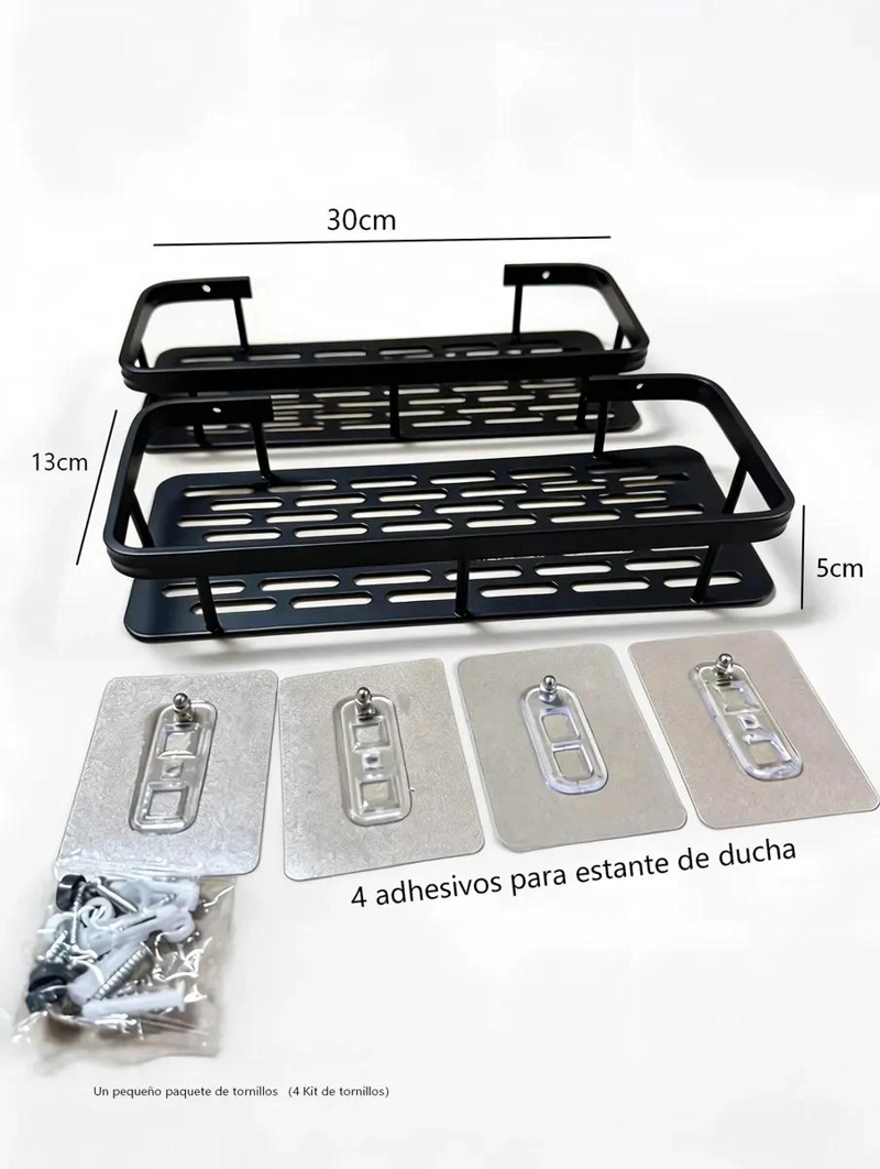 PACK DE 2 ESTANTES ADHESIVOS PARA BAÑO SIN PERFORAR - 8