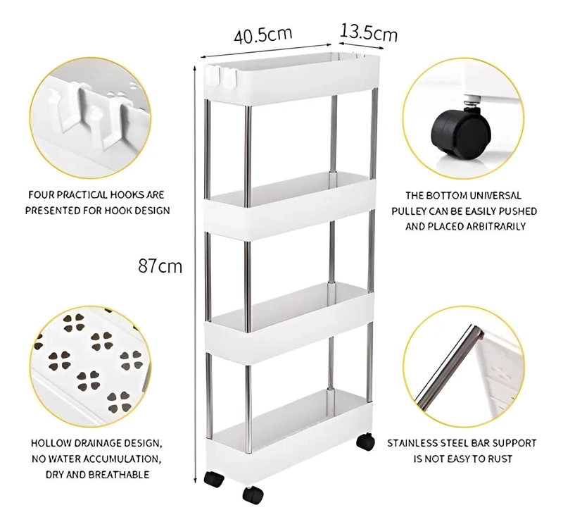 MUEBLE ORGANIZADOR MULTIFUNCIONAL 4 NIVELES COLOR BLANCO - 10