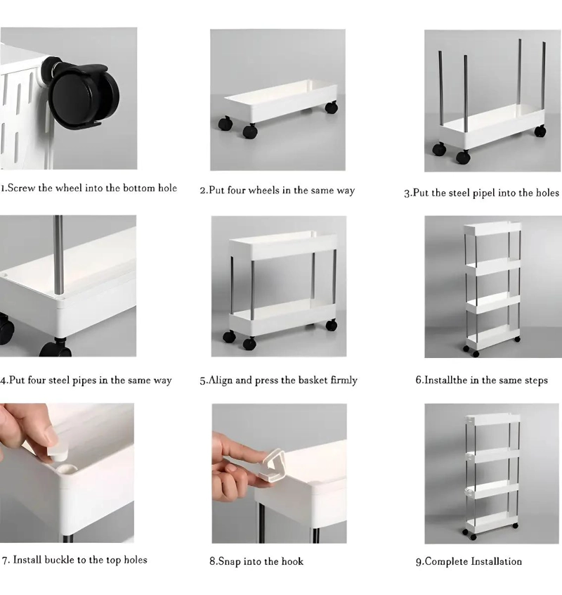 MUEBLE ORGANIZADOR MULTIFUNCIONAL 4 NIVELES COLOR BLANCO - 9