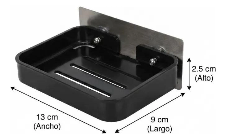 JABONERA ADHESIVA NEGRA MODERNA PARA BAÑO Y COCINA - 2