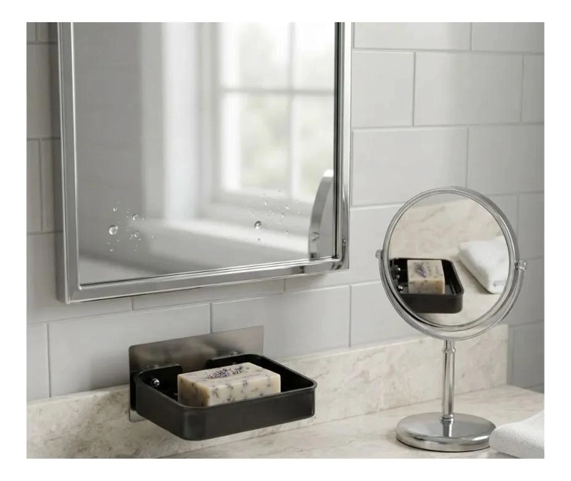 JABONERA ADHESIVA NEGRA MODERNA PARA BAÑO Y COCINA - 3
