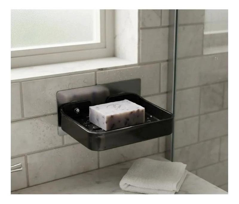 JABONERA ADHESIVA NEGRA MODERNA PARA BAÑO Y COCINA - 4