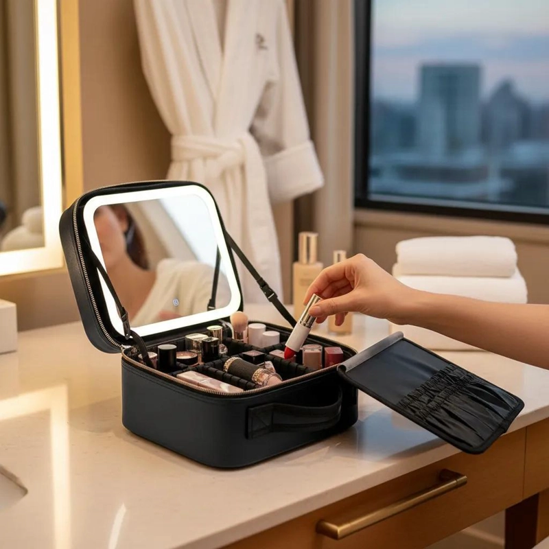 ORGANIZADOR DE BELLEZA CON ESPEJO Y LUZ LED PORTATIL - 2