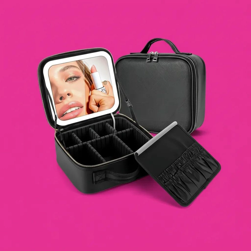 ORGANIZADOR DE BELLEZA CON ESPEJO Y LUZ LED PORTATIL - 8