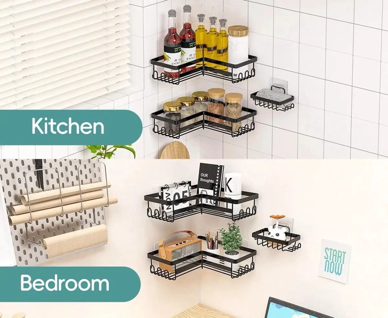 SET DE ORGANIZADORES ESQUINEROS PARA DUCHA Y BAÑO COLOR NEGRO - 1