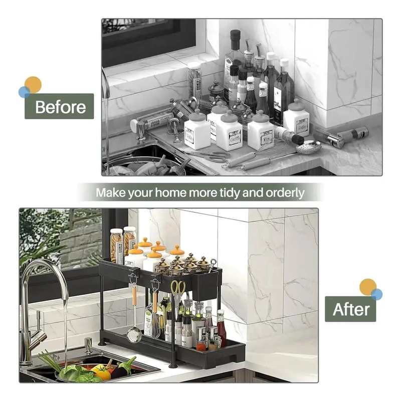 ORGANIZADOR DESLIZANTE PARA COCINA Y BAÑO CON CAJONES - 4