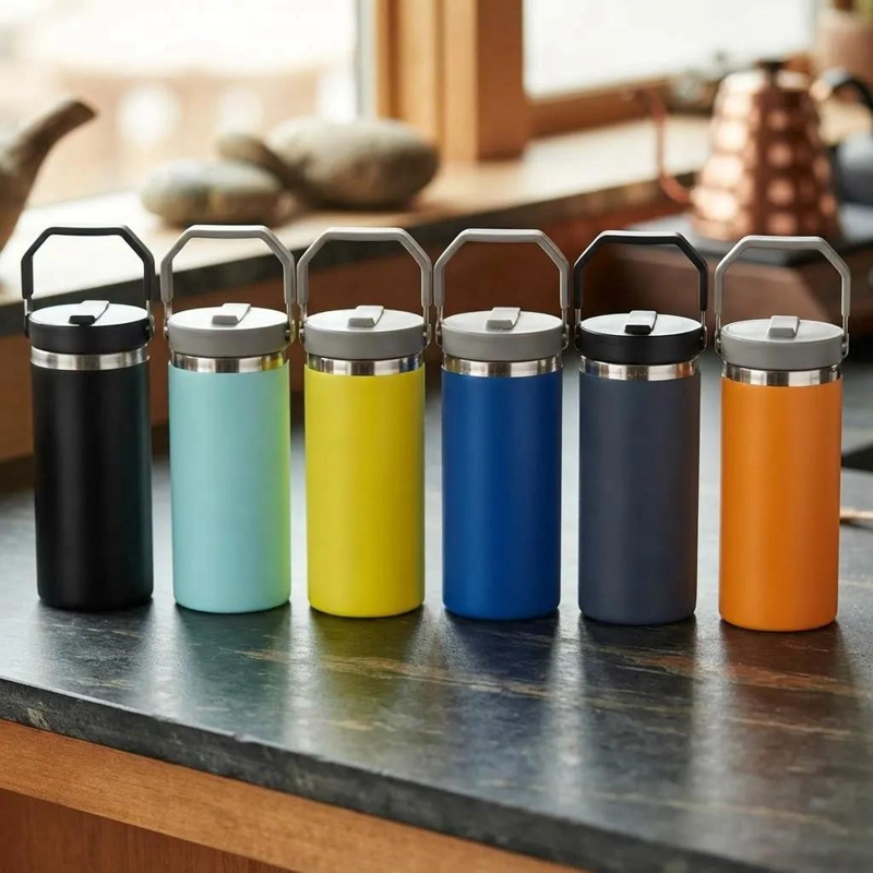 TERMO DE AGUA DE 600 ML CON DISEÑO COLORIDO Y PRACTICO - 1