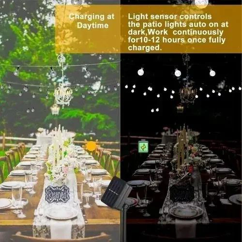 CADENA DE LUCES SOLARES DE 80 LED PARA JARDIN Y EVENTOS - 8