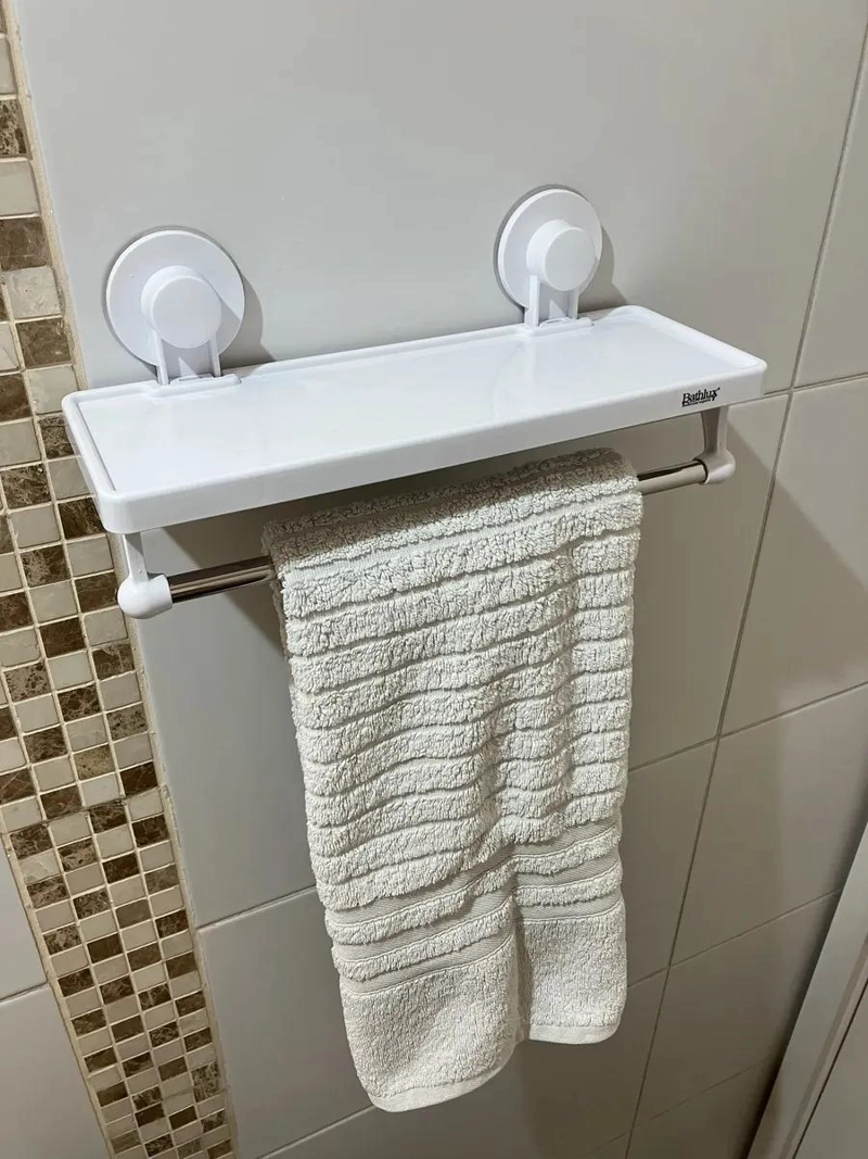 REPISA DE BAÑO CON ADHESIVO Y PORTA TOALLA FUNCIONAL - 5