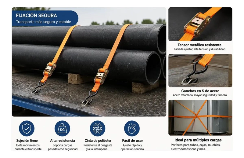 CINTA DE AMARRE AJUSTABLE REFORZADA PARA CARGAS DE 250KG - 3