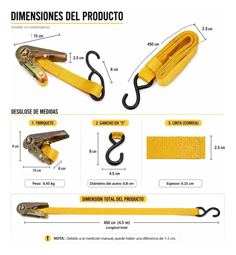 CINTA DE AMARRE AJUSTABLE REFORZADA PARA CARGAS DE 250KG - 4