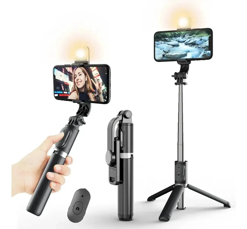PALO SELFIE CON LUZ Y TRIPODE BLUETOOTH PARA MOVILES - 1