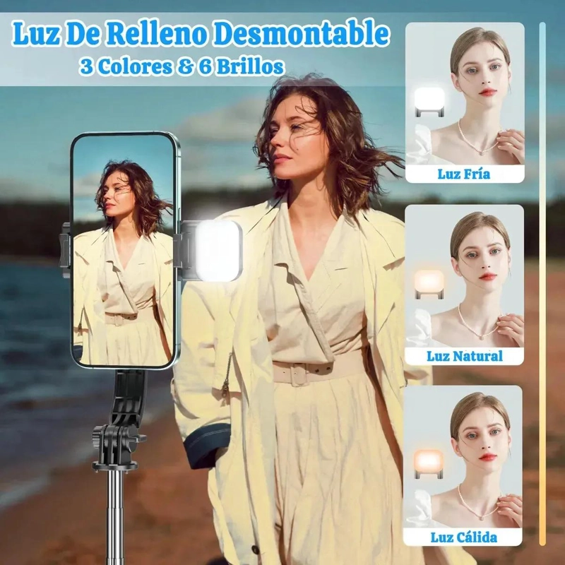 PALO SELFIE CON LUZ Y TRIPODE BLUETOOTH PARA MOVILES - 7