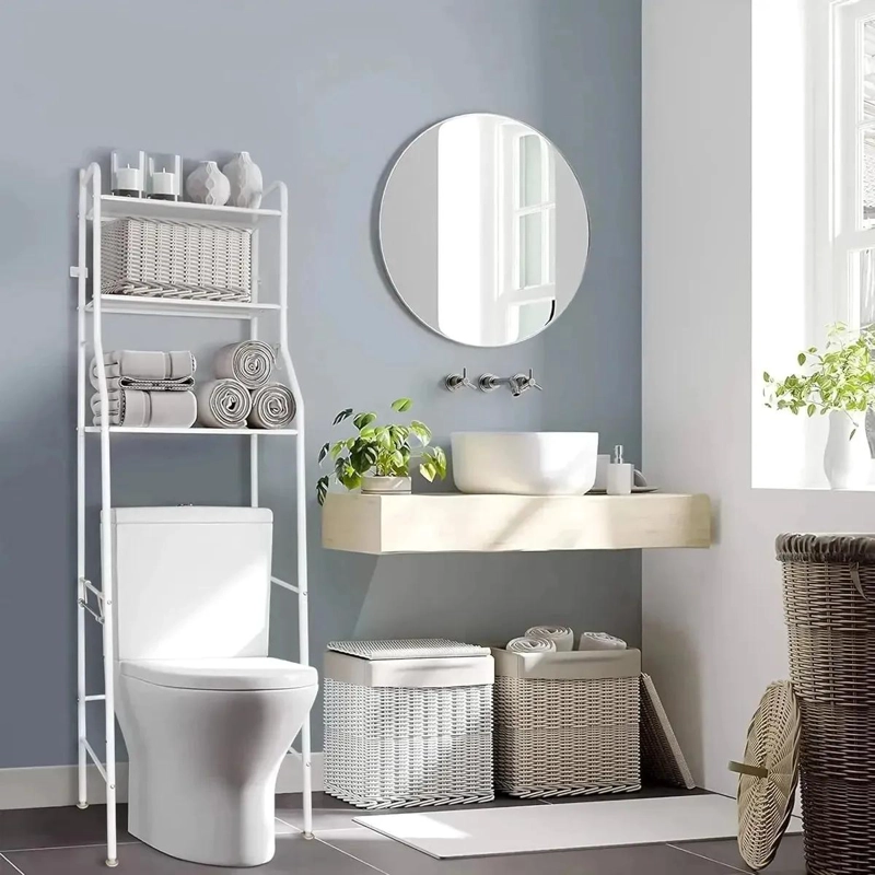 MUEBLE ORGANIZADOR DE BAÑO CON 3 ESTANTES METALICOS - 10